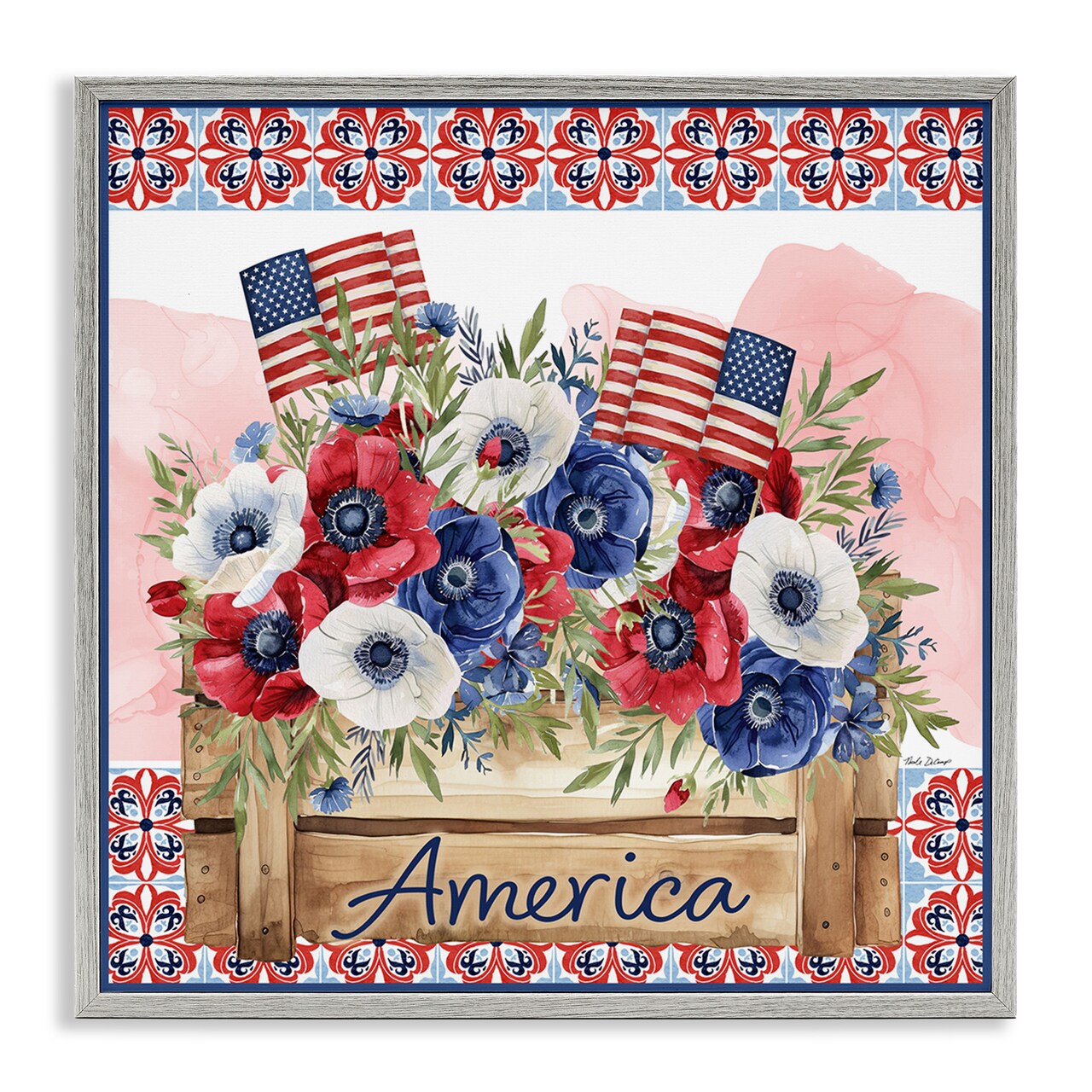 Stupell Industries Patriotic Poppies Bouquet Framed Giclee, design by Nicole DeCamp